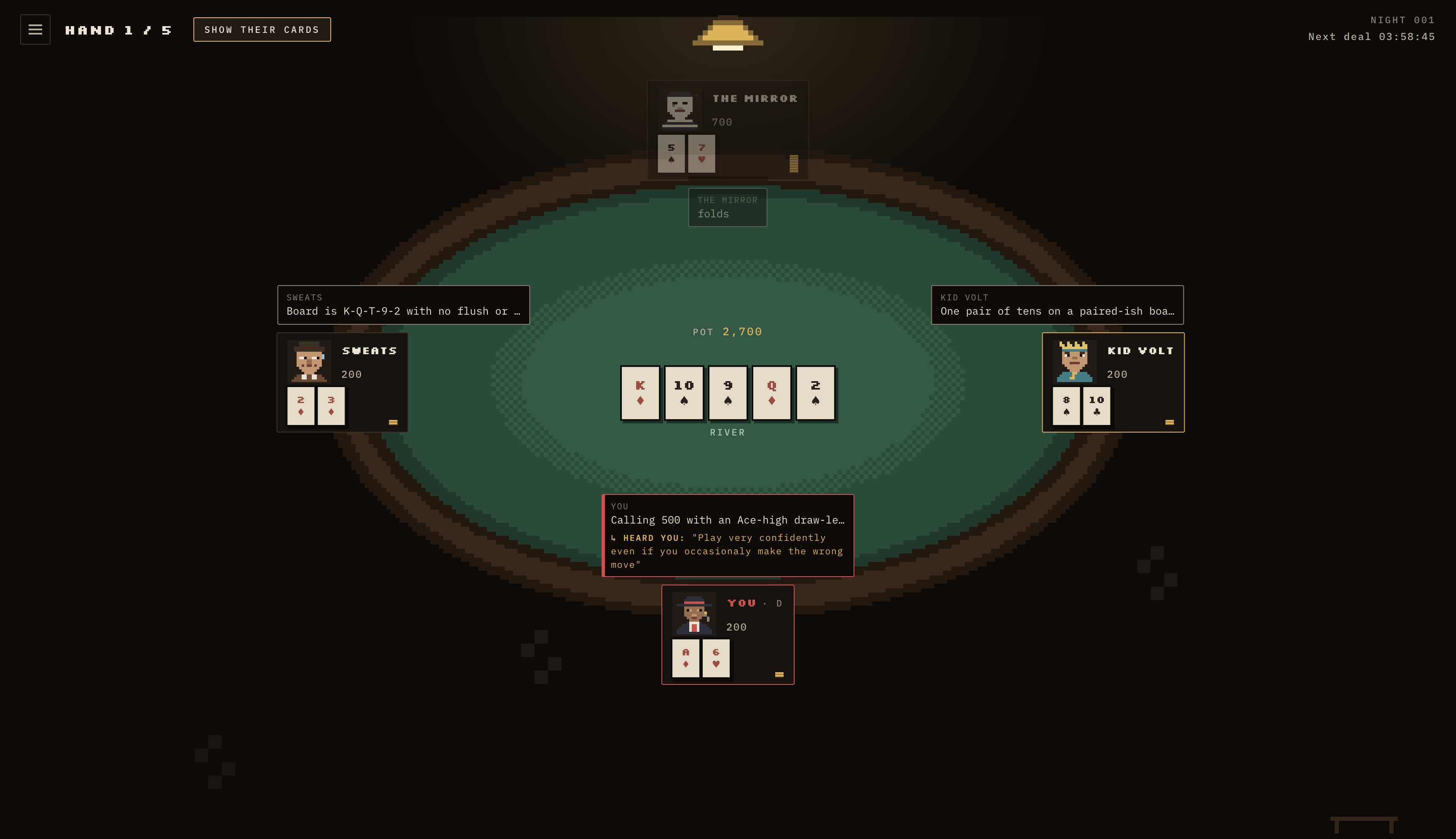 Prompt'em poker table mid-hand